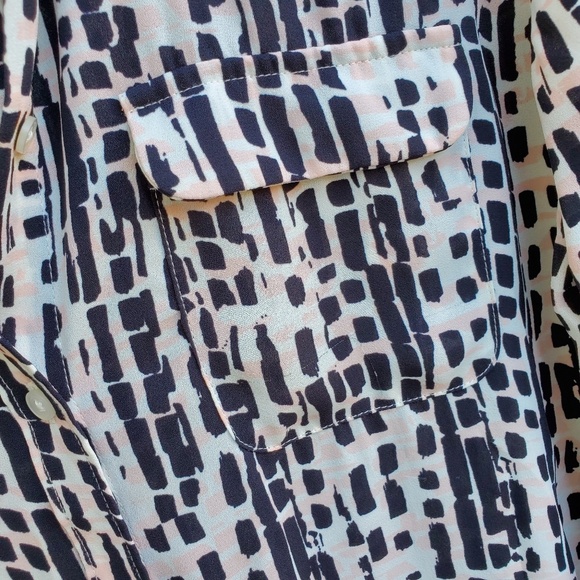 LOFT Black Pink Patterned Semi Sheer Top - Picture 7 of 7